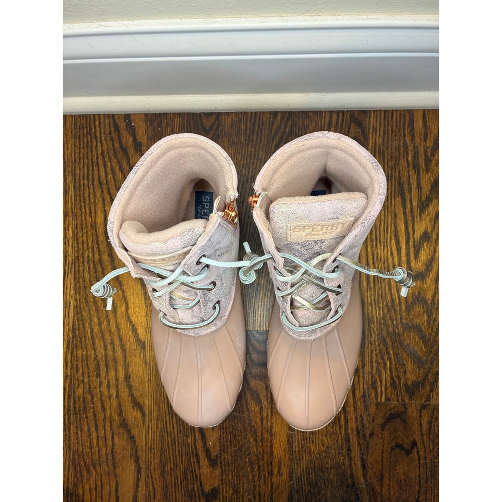 Women's Sperry Saltwater Metallic Camo Blush Boots Water resistant Size 8‎ - Picture 2 of 5